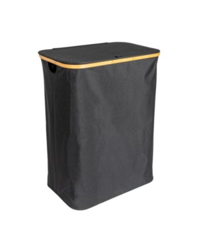 Household Essentials Sleek Laundry Hamper with Dual Mesh Liners and Lid, Black