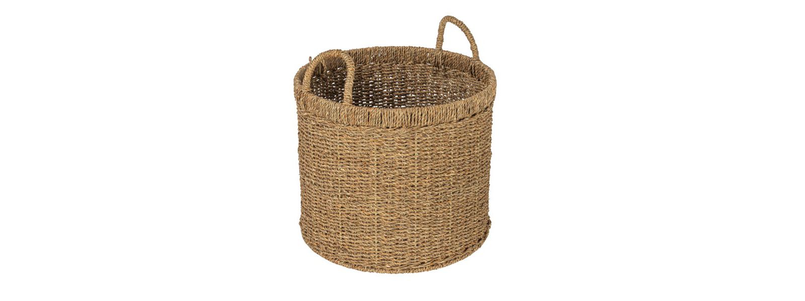 Household Essentials Round Seagrass Basket with Handles, Natural
