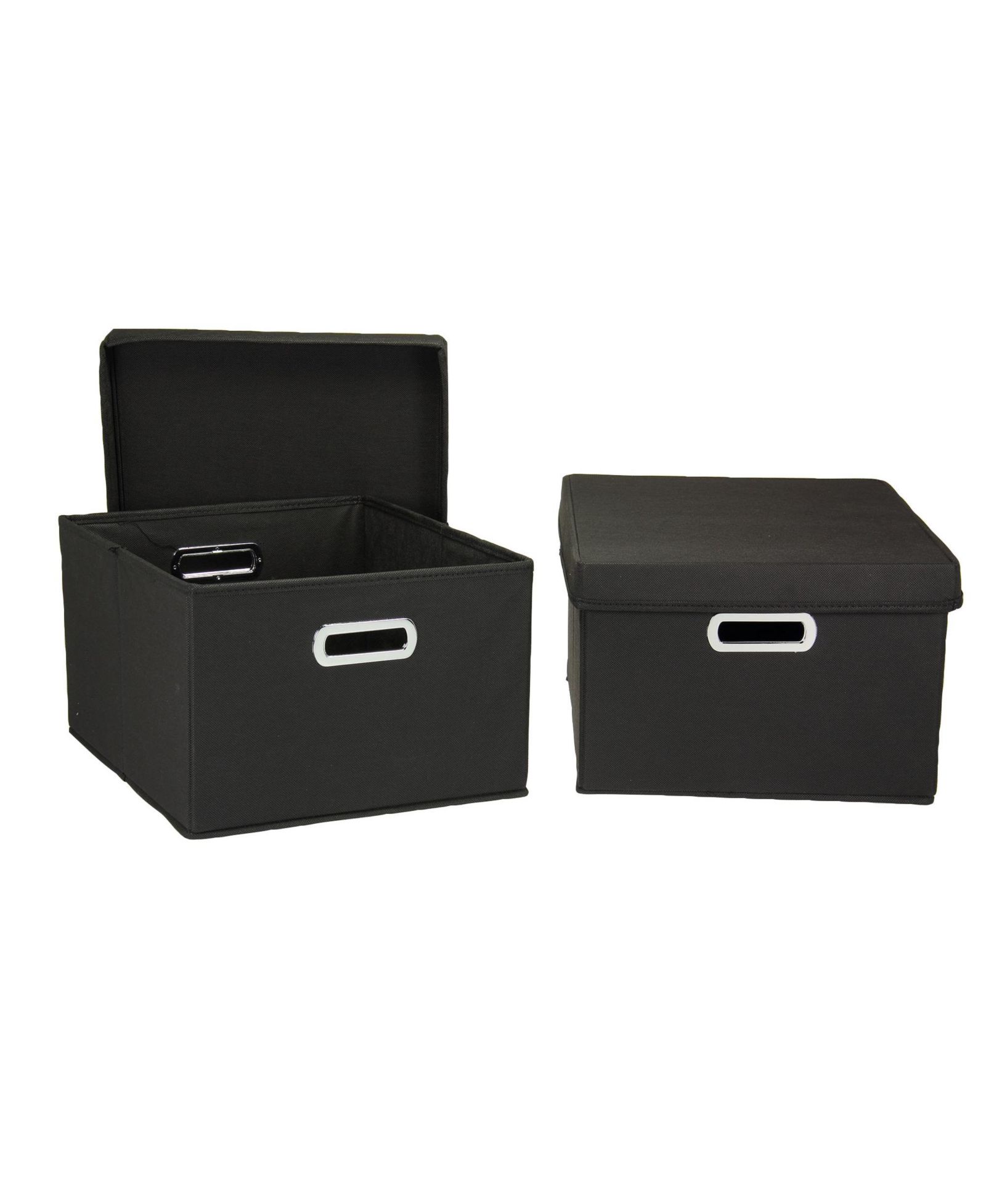 Household Essentials Storage Bins with Lids and Chromed Grommet Handles, Set of 2