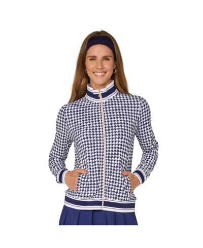 True navy houndstooth