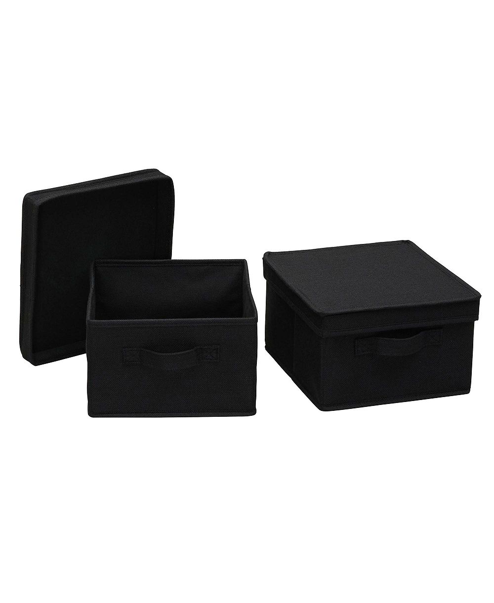 Household Essentials Medium Fabric Storage Bins, Set of 2, Luxe Black Fabric