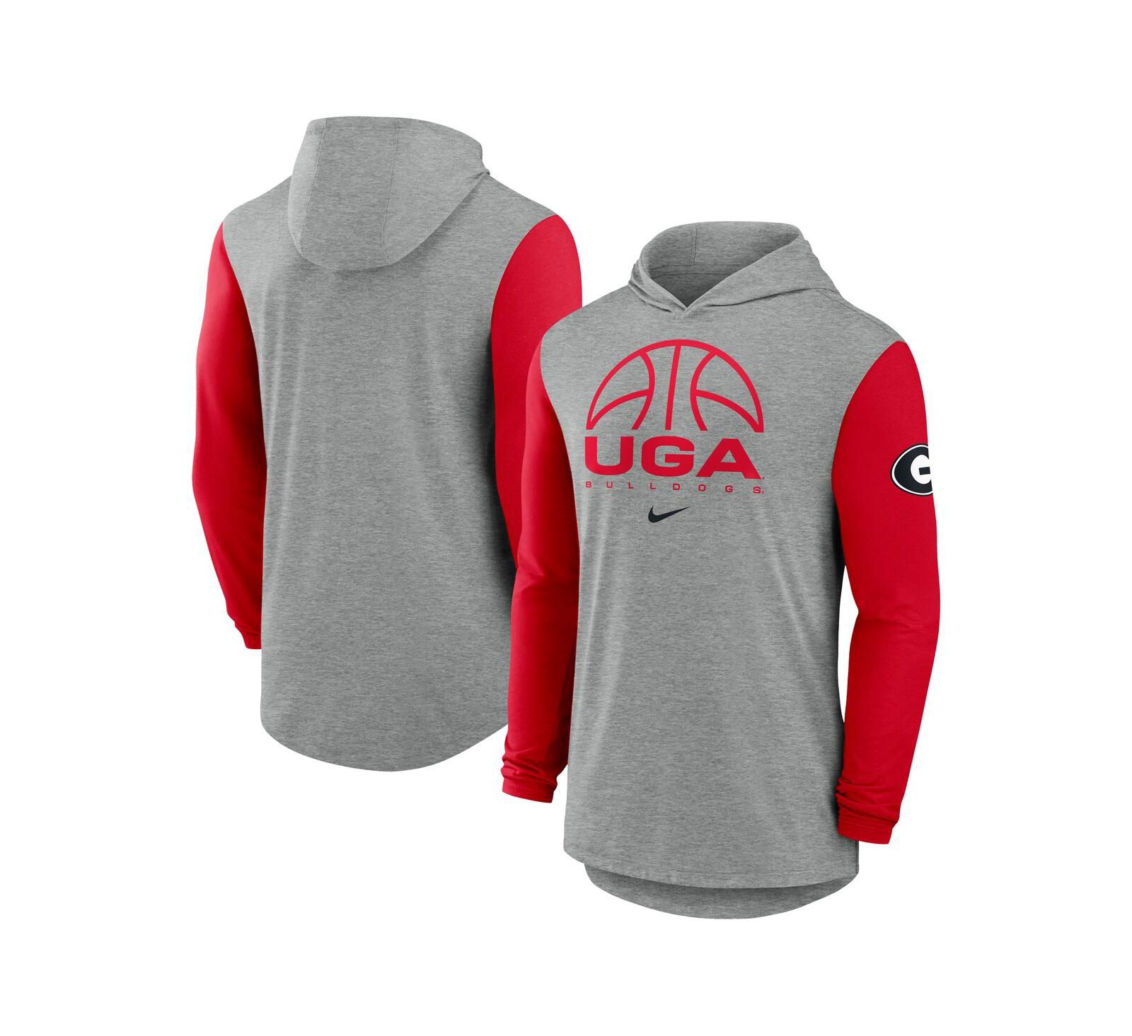 Мужское худи Nike Georgia Bulldogs, long sleeve, dri-FIT, серый/красный
