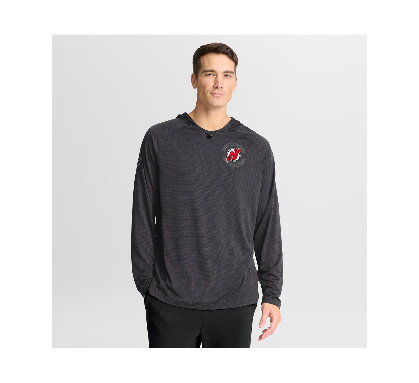Мужское худи Fanatics New Jersey Devils, темно-серый цвет, раглан