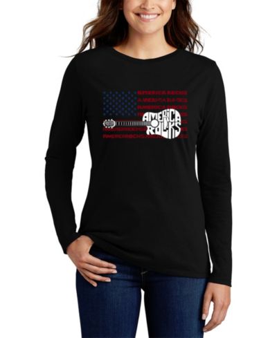 Женская футболка LA Pop Art America Rocks Word Art Long-Sleeve