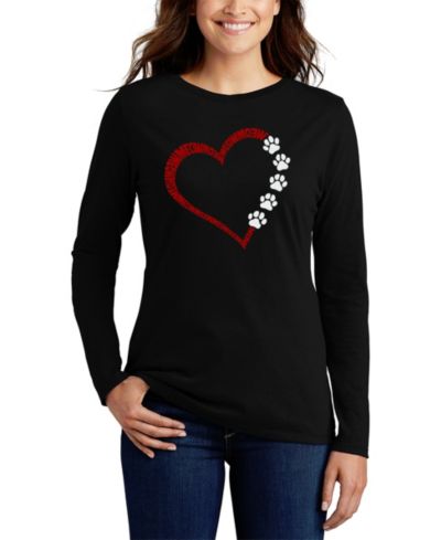 LA Pop Art Women's Meow Heart Word Art Long-Sleeve T-Shirt