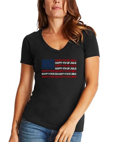 Женская футболка LA Pop Art Happy 4th of July V-Neck