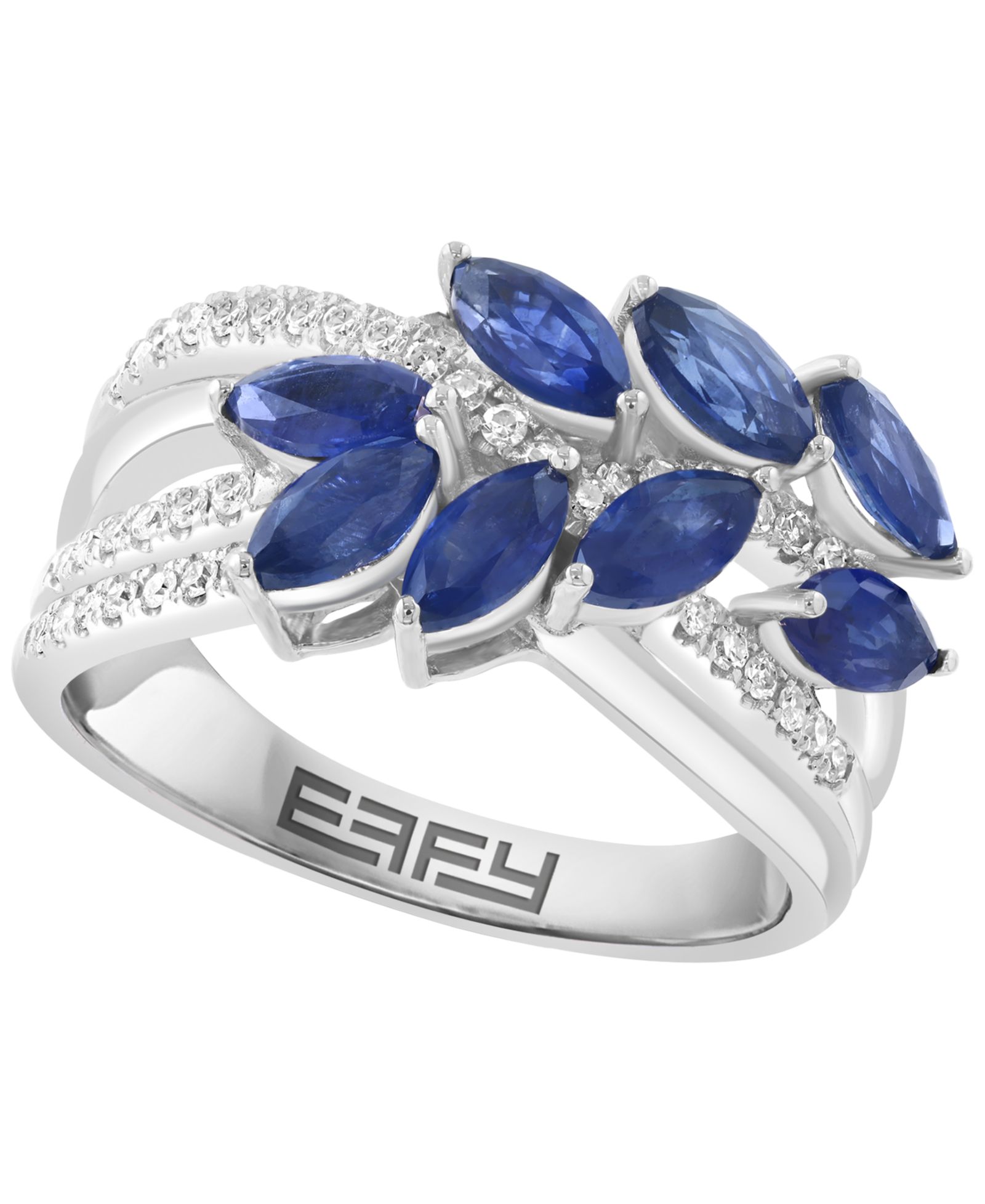 Кольцо EFFY Collection Sapphire (1-1/4 ct. t.w.) & Diamond (1/5 ct. t.w.) в белом золоте 14k