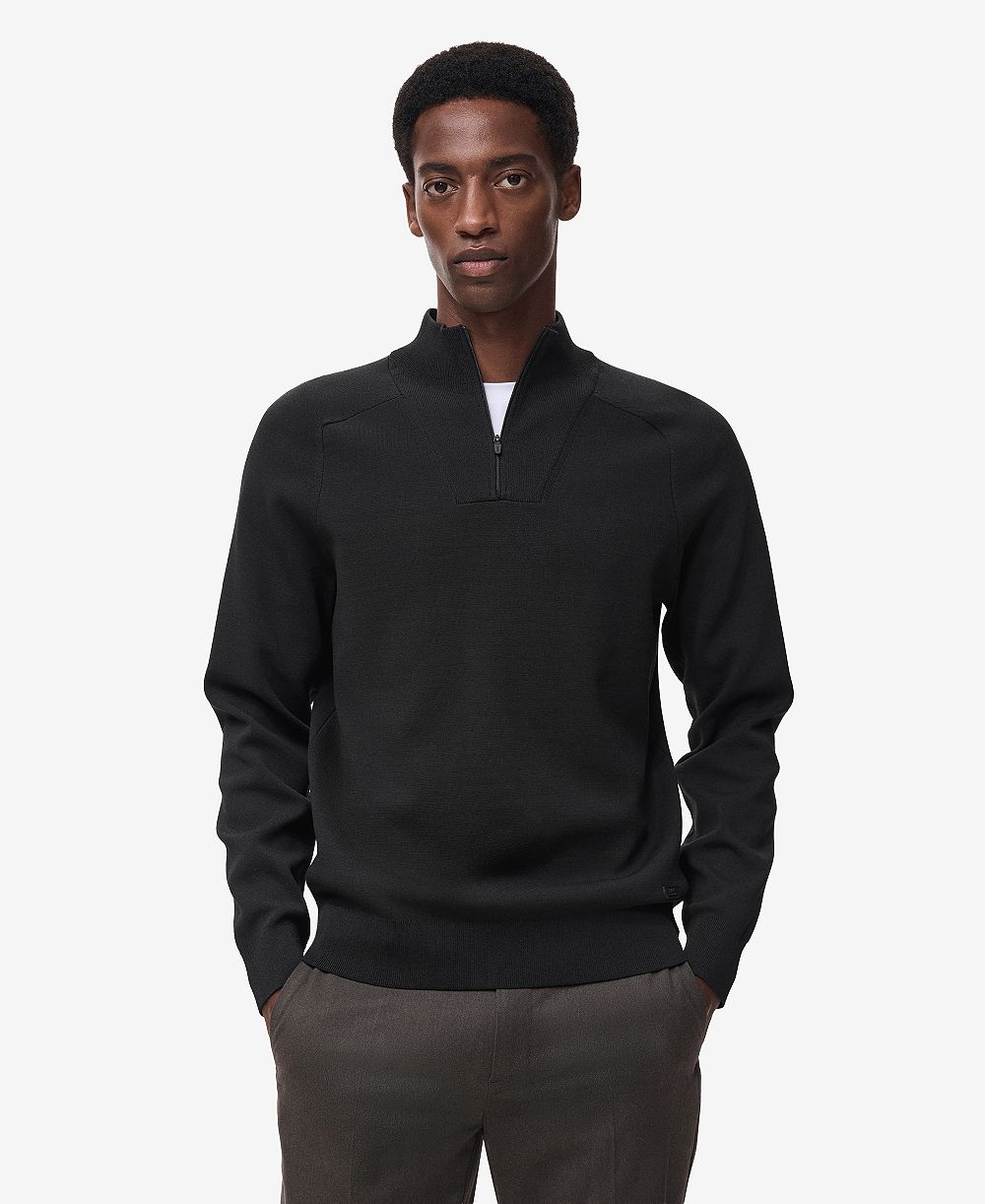 Mango Men's Breathable Zip-Neck Sweater