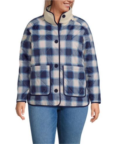 Длинная куртка Lands' End Plus Size High Pile Fleece Reversible Mixed Media