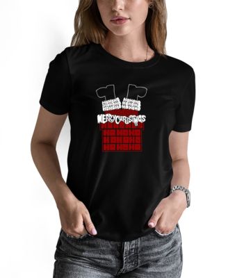 LA Pop Art Women's Chimney Santa Word Art Long-Sleeve T-Shirt