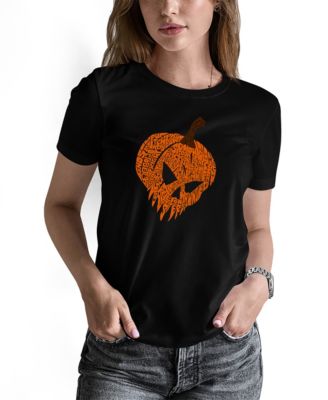 LA Pop Art Women's Evil Pumpkin Word Art Long-Sleeve T-Shirt