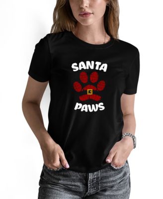 LA Pop Art Women's Santa Paws Word Art Long-Sleeve T-Shirt