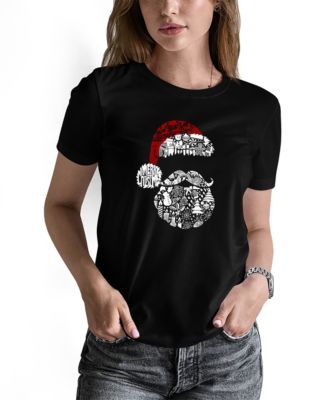 LA Pop Art Women's Santa Pics Word Art Long-Sleeve T-Shirt