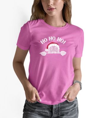 LA Pop Art Women's Peeking Santa Word Art Long-Sleeve T-Shirt