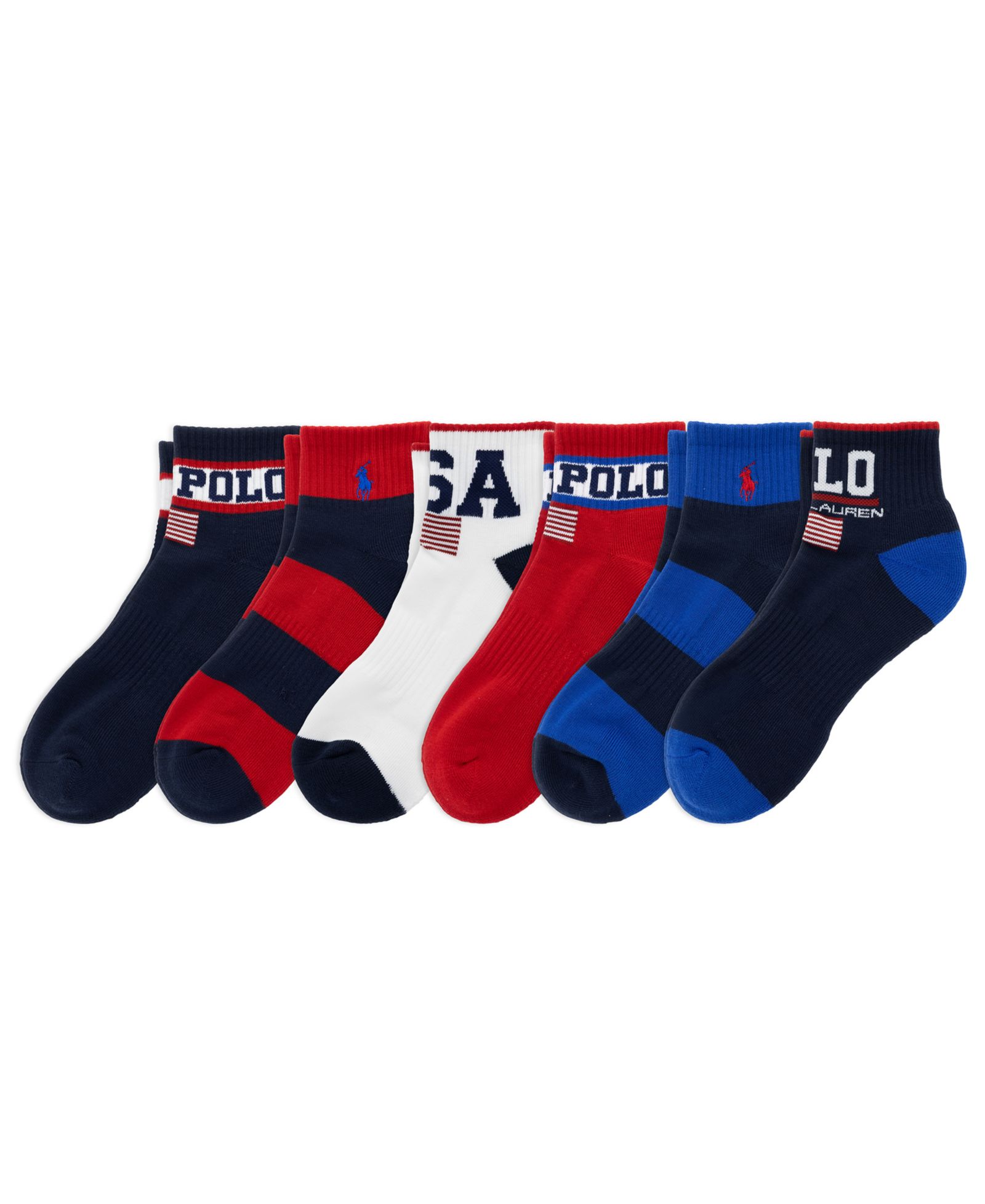 Polo Ralph Lauren Men's USA Stadium Quarter Socks, 6-Pack