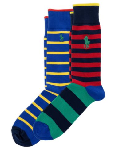 Polo Ralph Lauren Мужские носки Fun Stripes Crew, 2-Pack