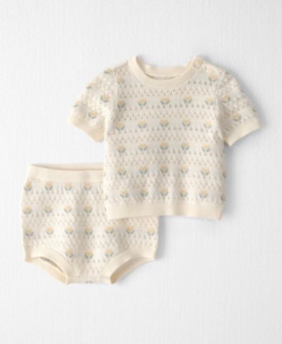 Little Planet by Carter's Baby Girls' Organic Cotton Floral Round Neck Top and Diaper Cover, 2-Piece Set