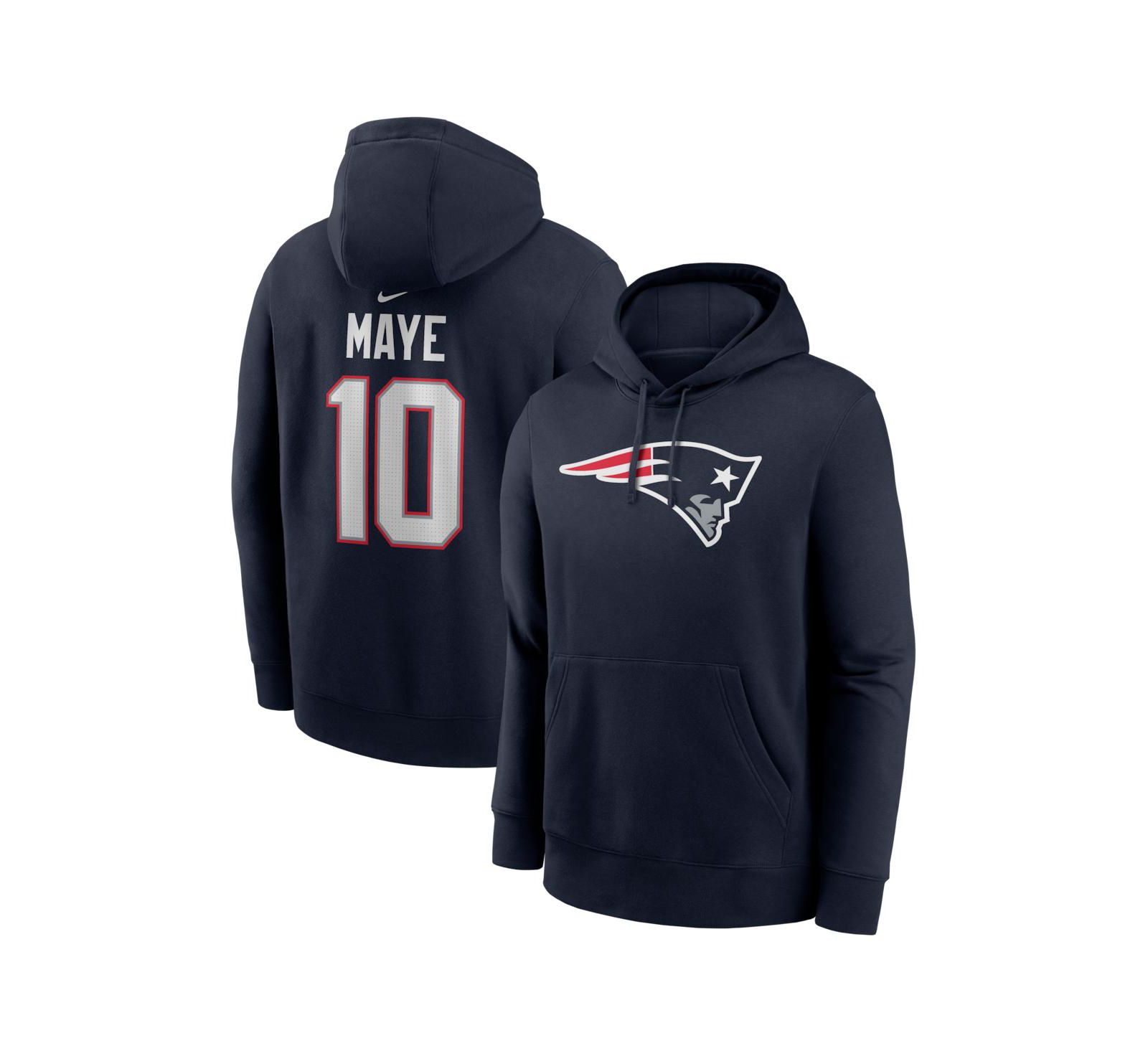Мужская толстовка Nike Drake Maye Navy New England Patriots Fleece Hoodie