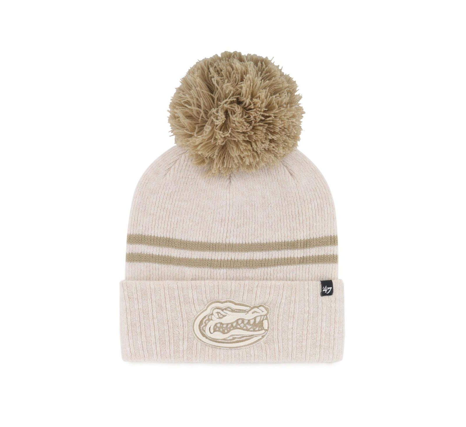 Women's Natural Florida Gators Core Inline Latte Cuffed Knit Hat with Pom