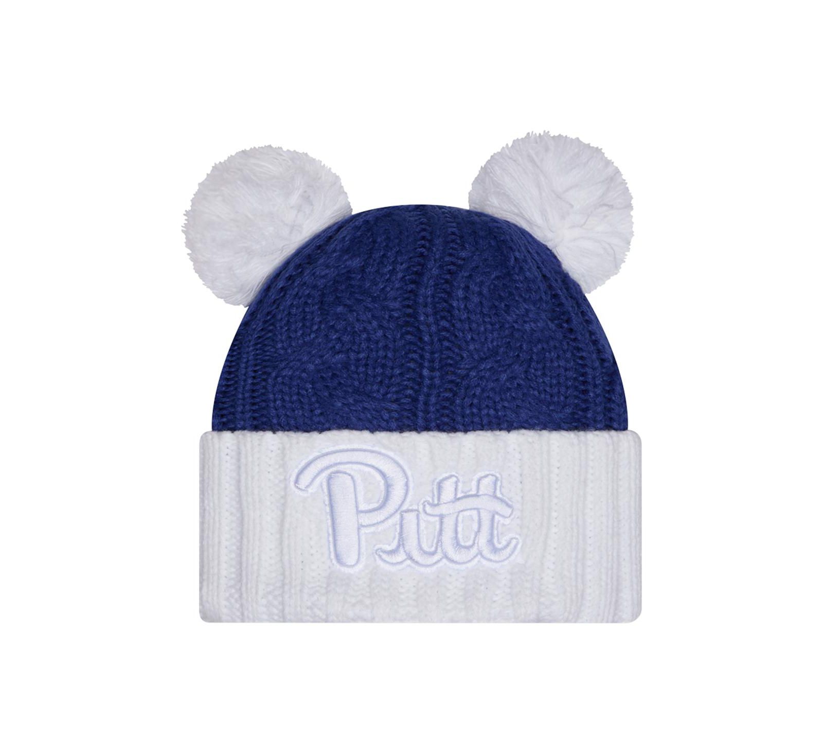 New Era Женская вязаная шапка с двойными помпонами Royal Pitt Panthers Tonal Cuffed