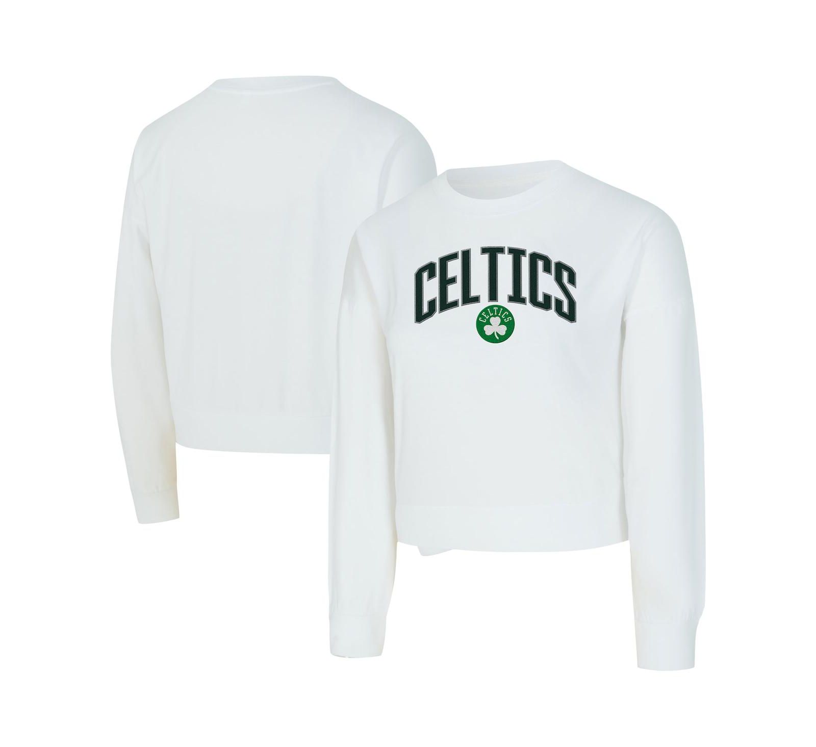 Concepts Sport Женская укороченная футболка с длинным рукавом Boston Celtics Laney Chenille, белая