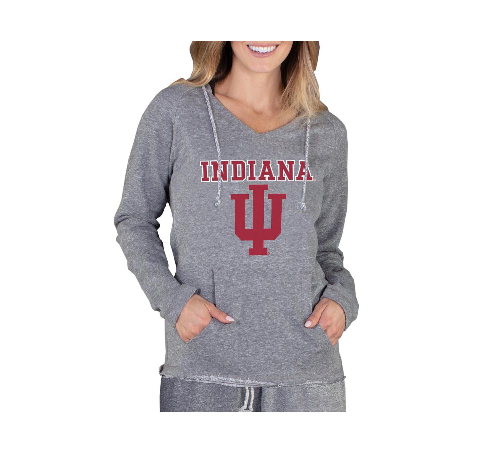 Women's Gray Indiana Hoosiers Mainstream Lightweight Terry Pullover Hoodie