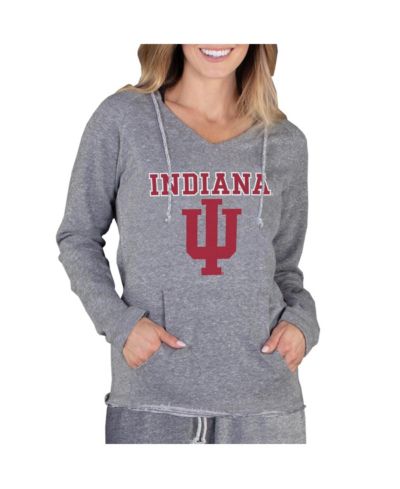 Women's Gray Indiana Hoosiers Mainstream Lightweight Terry Pullover Hoodie