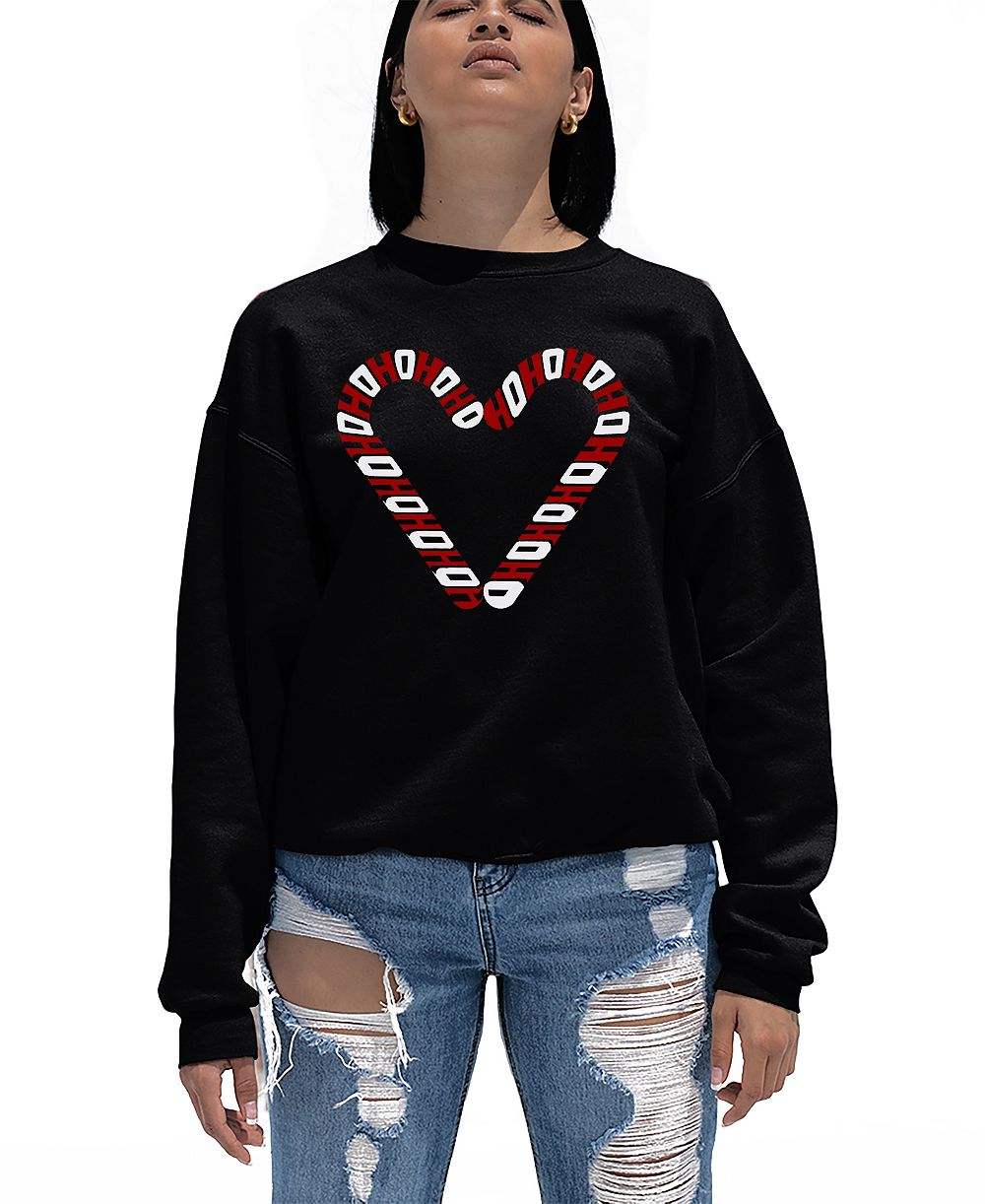 LA Pop Art Women's Candy Canes Word Art Crew Neck Sweatshirt