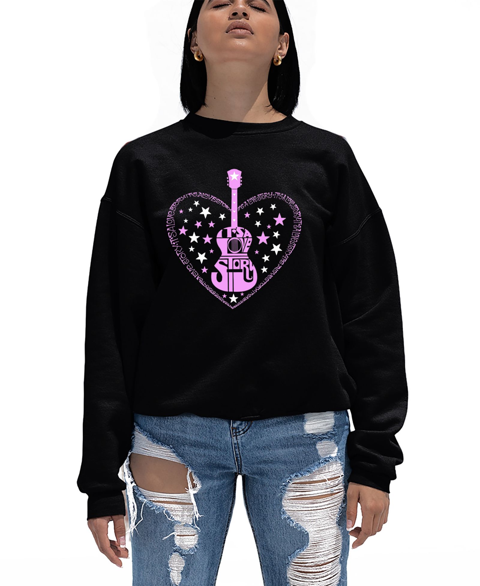 Женское свитшот LA Pop Art It's A Love Story Word Art Crew Neck