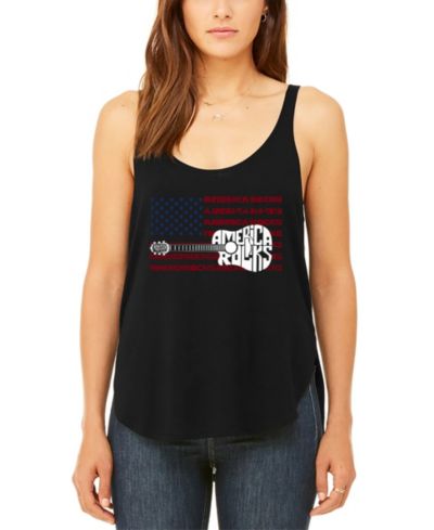LA Pop Art Women's America Rocks Premium Word Art Flowy Tank Top