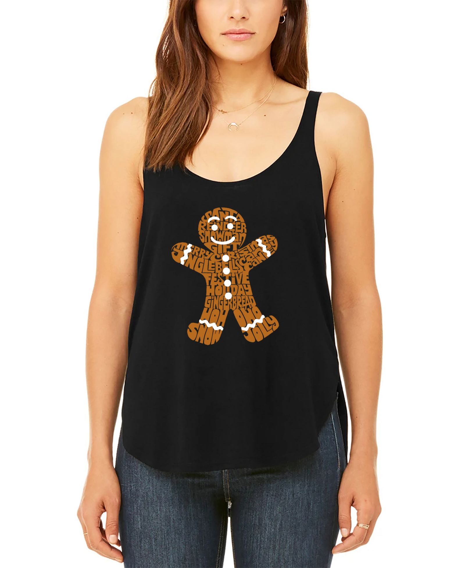 Женский топ LA Pop Art Women's Gingerbread Premium Word Art Flowy