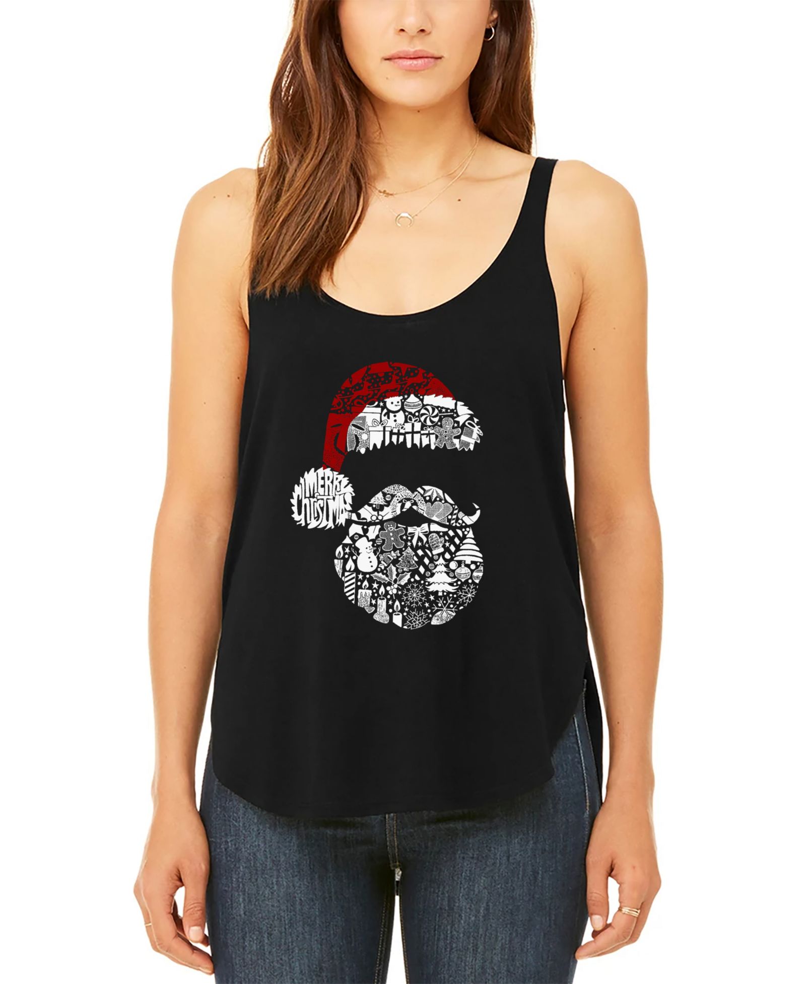 LA Pop Art Женский Santa Pics Premium Word Art Flowy Tank Top