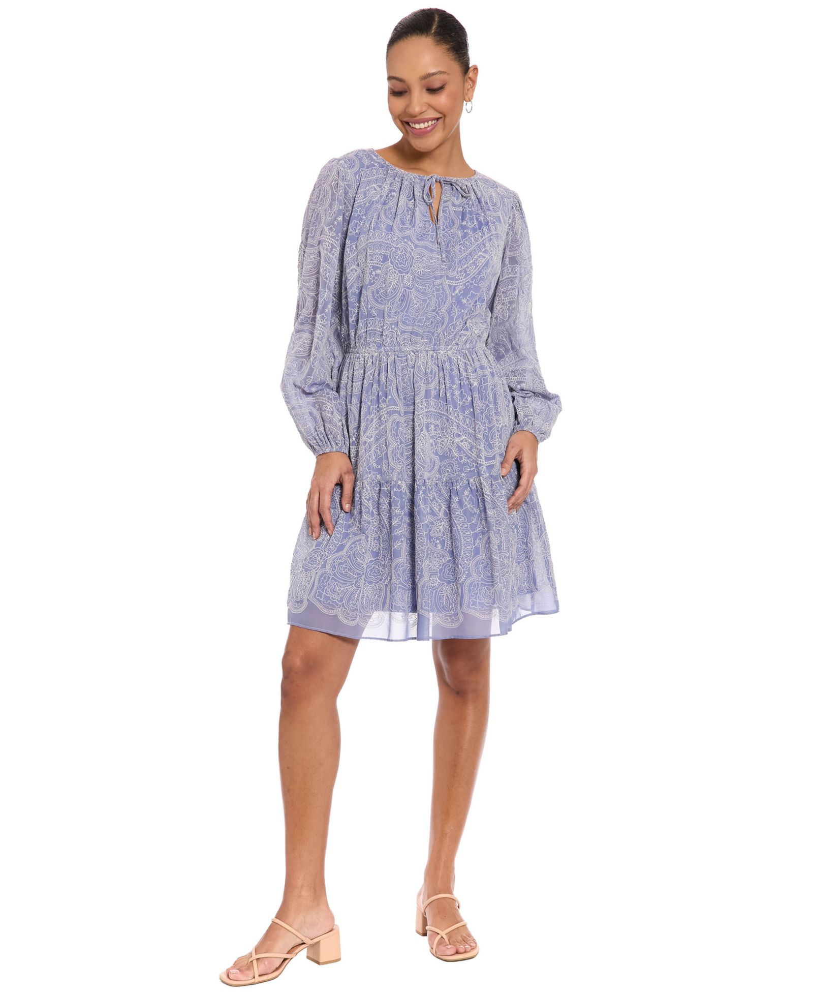 London Times Petite Elastic Waistband A-Line Short Dress