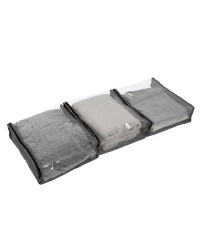 Набор из 3 тканевых сумок для хранения вещей под кроватью Household Essentials, графитовый серый