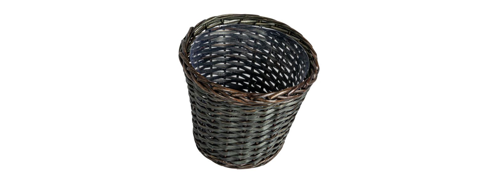 Household Essentials Handwoven Willow Waste Basket with Plastic Liner, Brown