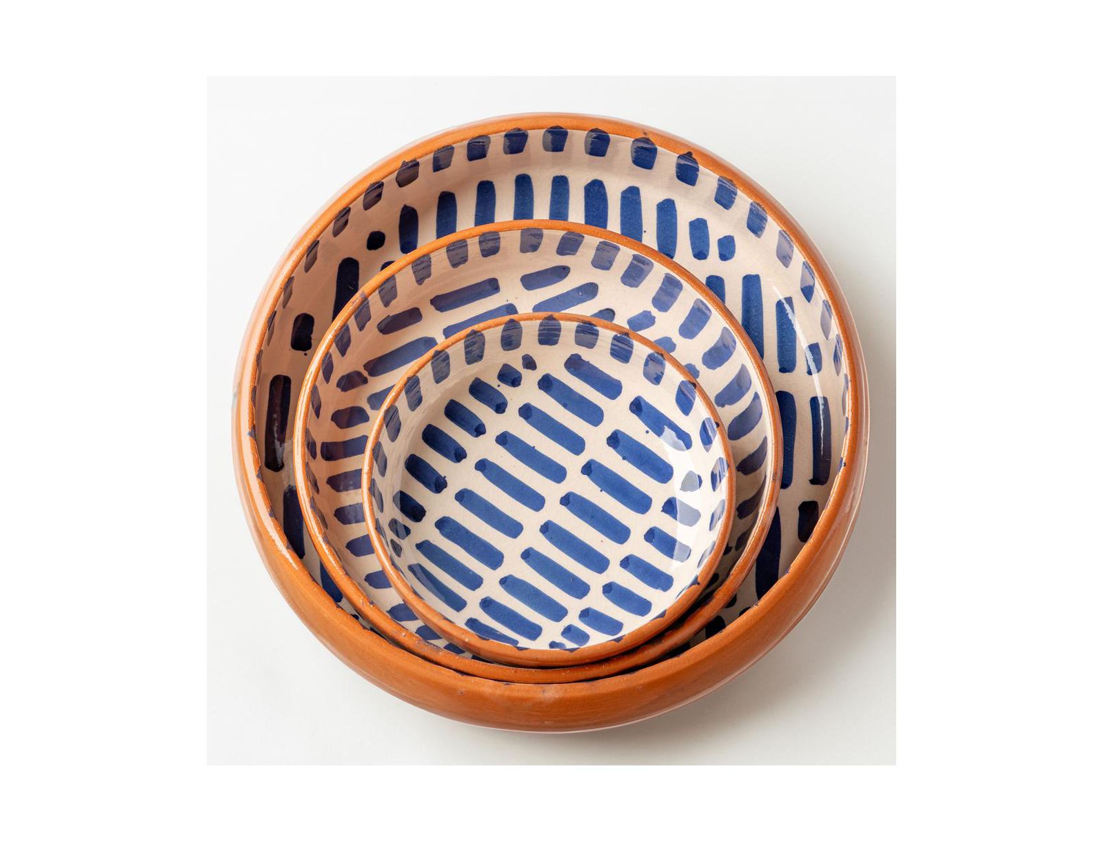 Verve Culture Ceramic Nesting Dish Set of 3 - Blue Stripe