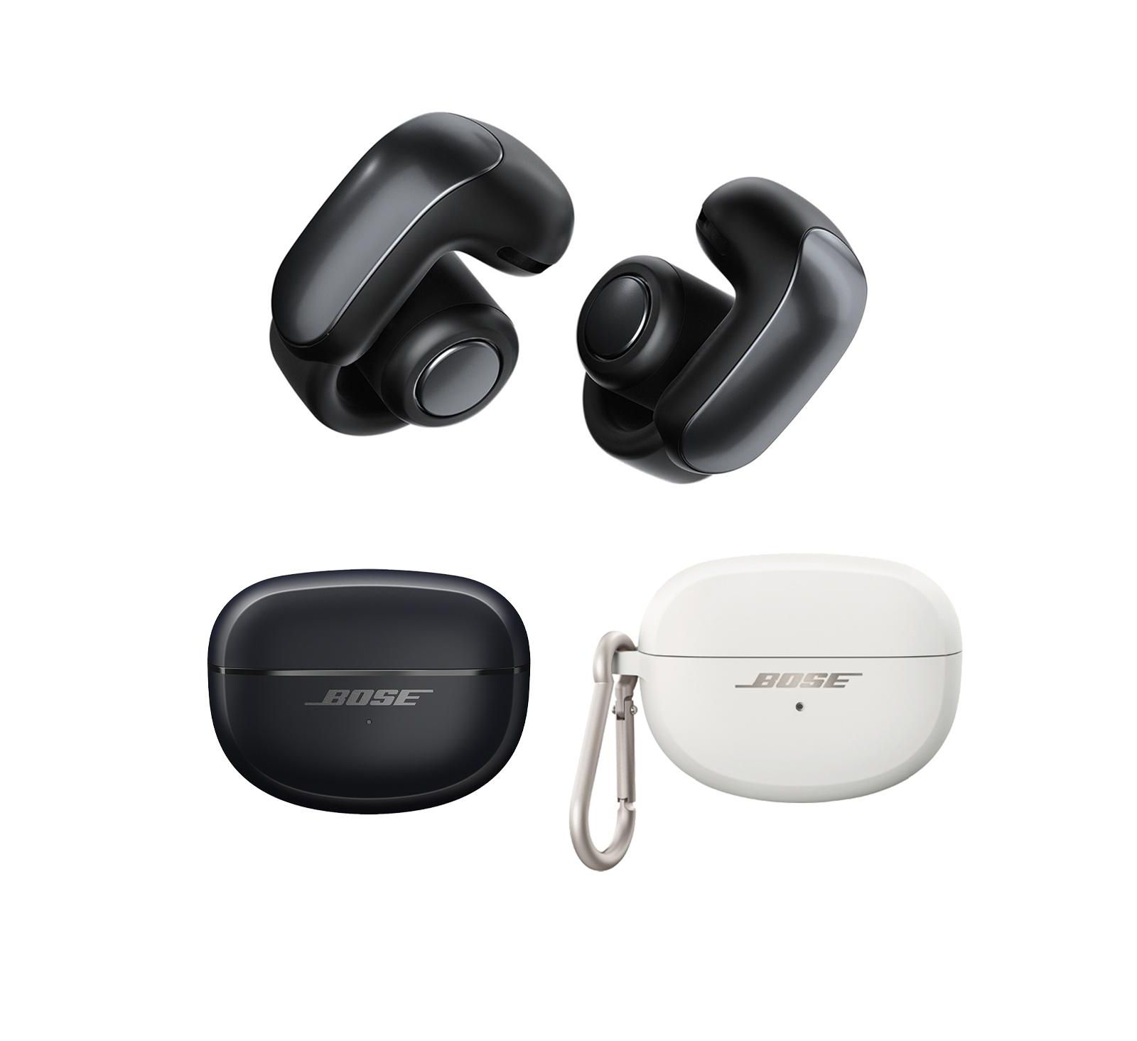Bose Ultra Open Wireless Earbuds, Black, w/White Smoke Silicone Case Cover