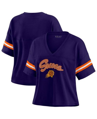 WEAR by Erin Andrews Women's Purple Phoenix Suns Plus Size Color Block Boxy V-Neck T-Shirt