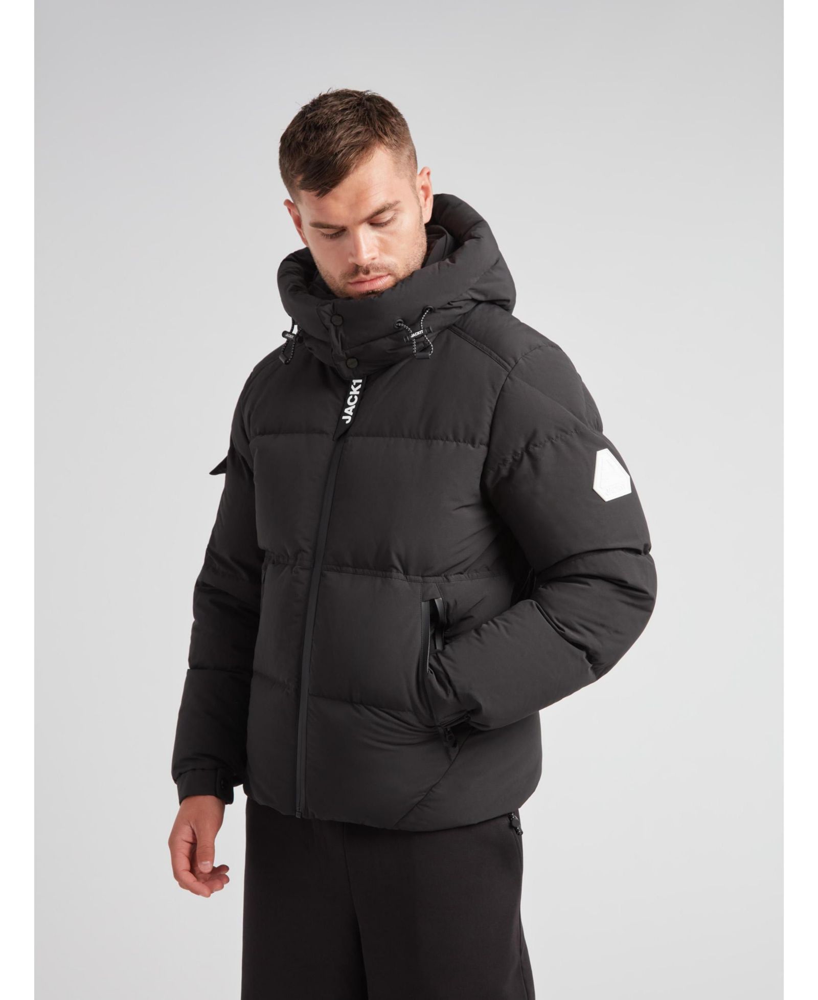 JACK1T Men's EZ Water Hooded Puffer Racer Jacket