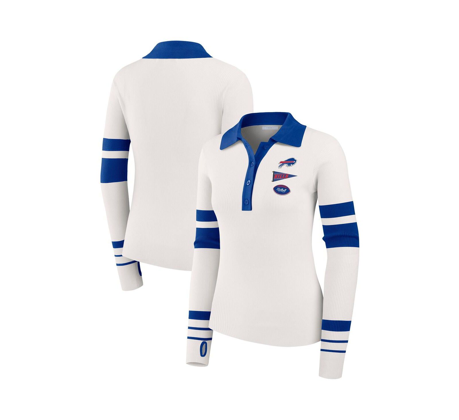 Женский джемпер WEAR by Erin Andrews White Buffalo Bills Ribbed Henley