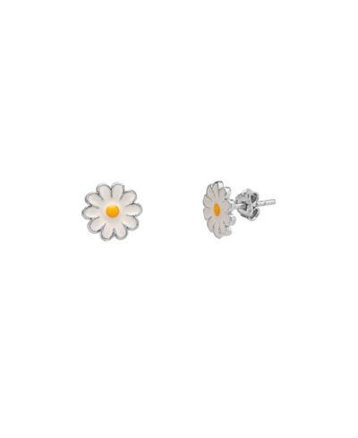 Spero London Enamel Daisy Stud Sterling Earrings