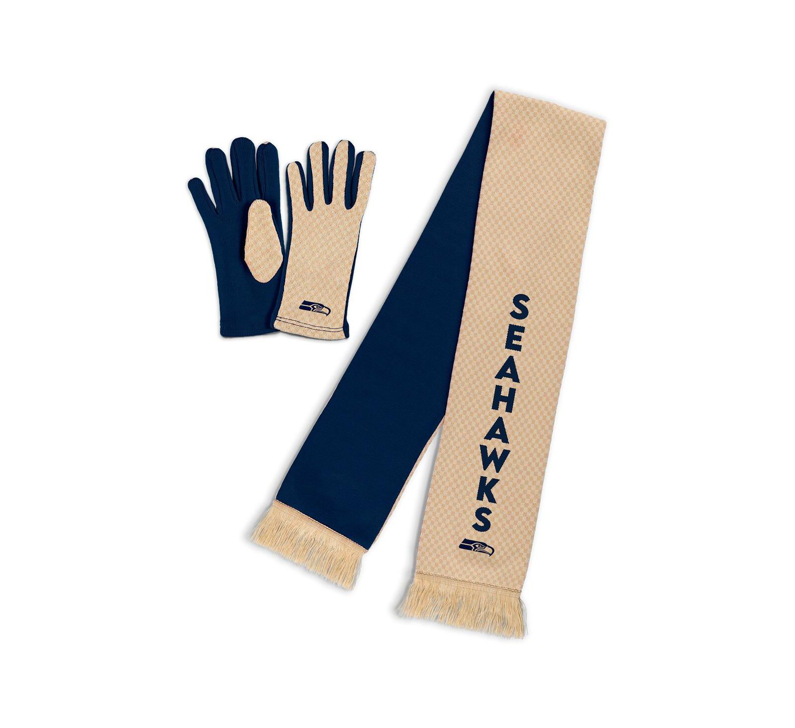 WEAR by Erin Andrews Женский набор шарф и перчатки Seattle Seahawks Tonal Microcheck