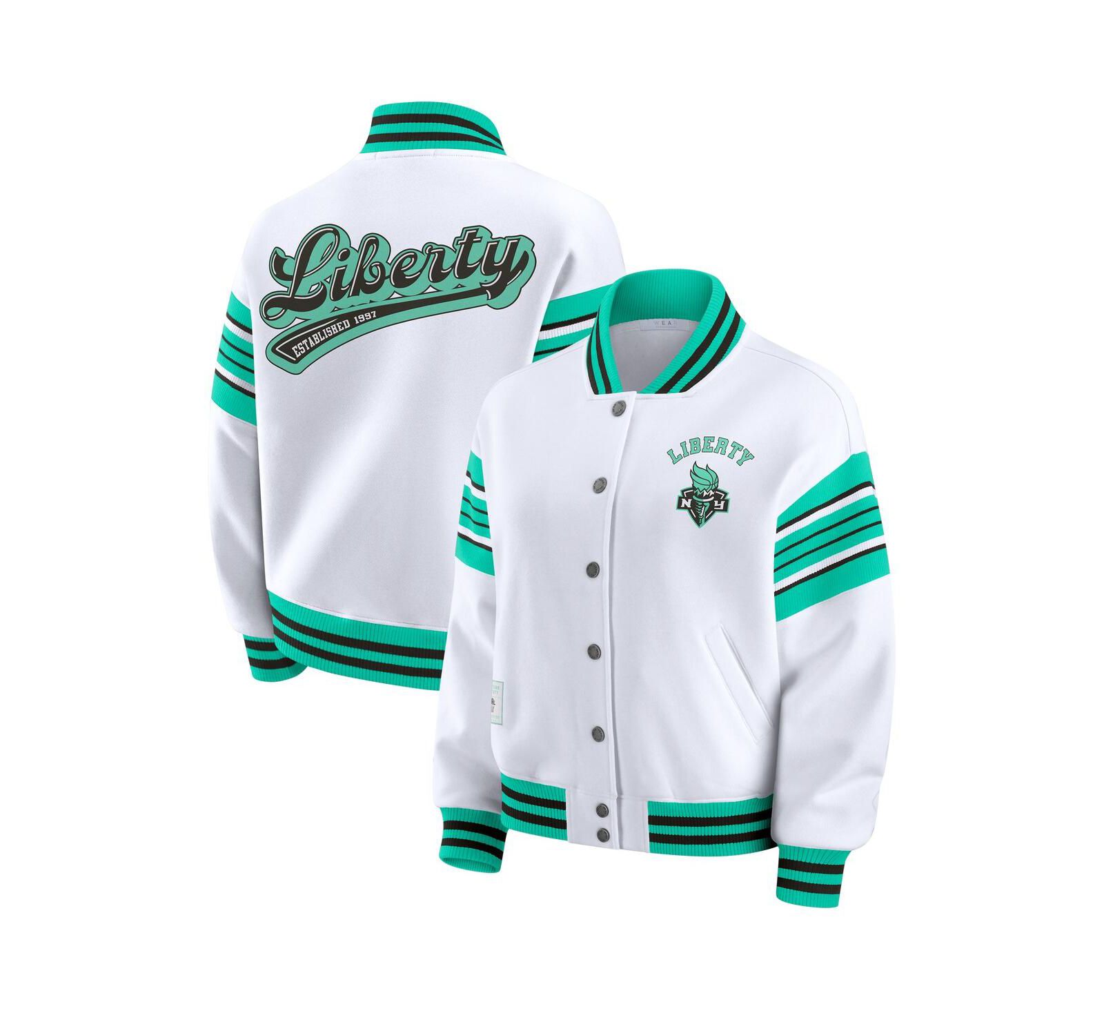 WEAR by Erin Andrews Women's White/Mint WNBA Full-Snap Fleece Sweatshirt Jacket