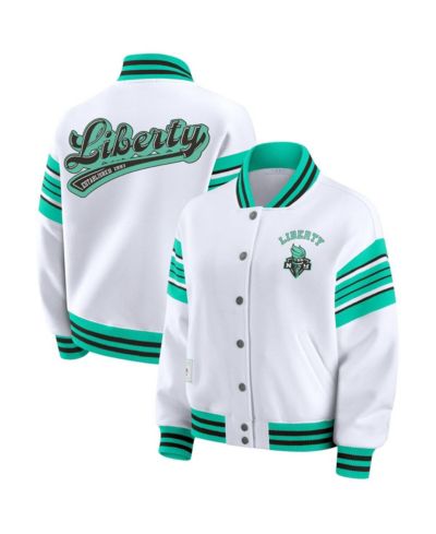 WEAR by Erin Andrews Women's White/Mint WNBA Full-Snap Fleece Sweatshirt Jacket