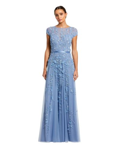 Mac Duggal Женское вечернее платье с цветочным декором и коротким рукавом