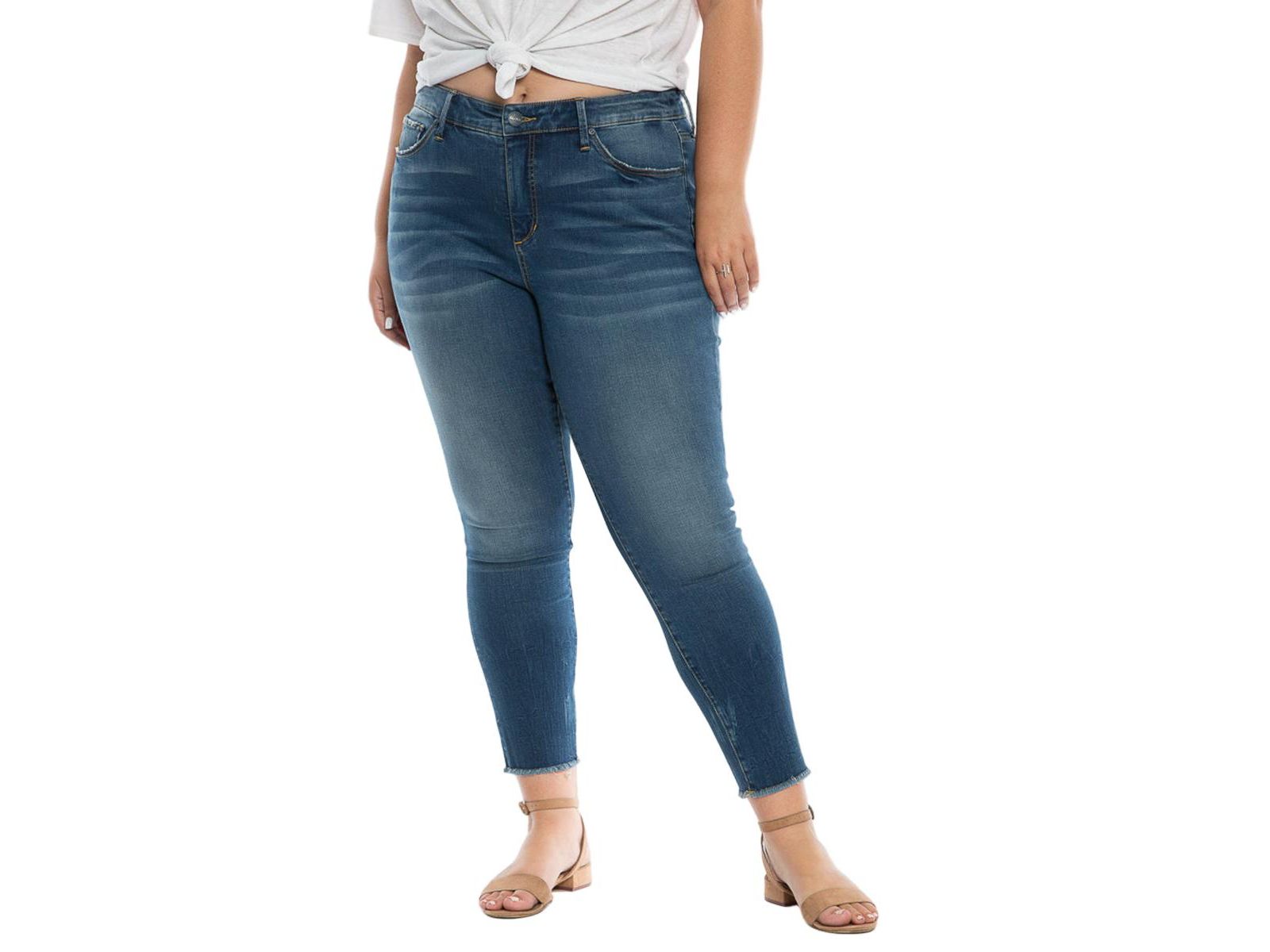SLINK Jeans Women's Denim High Rise Ankle Skinny frayed hem in 28" inseam - Phoenix