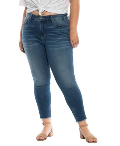 SLINK Jeans Women's Denim High Rise Ankle Skinny frayed hem in 28" inseam - Phoenix