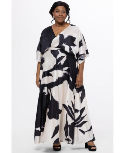 Женское вечернее платье Celebrations by Sydney's Closet V-Neck Satin Print Maxi Gown