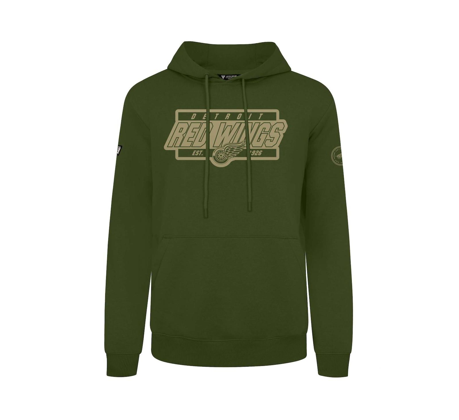 Мужское худи LevelWear Detroit Red Wings Podium Pullover, оливковое