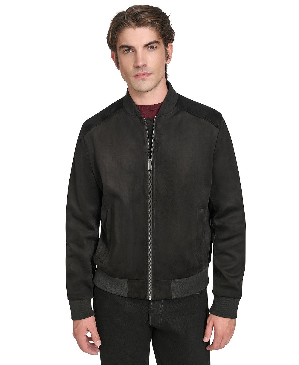 Cole Haan Men's Faux Suede Bomber Jacket